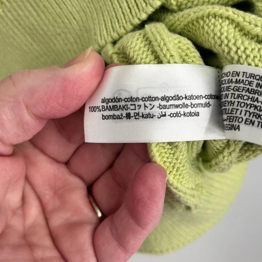 NWT Zara light lime green classic Cable knit collared sweater small pullover - Picture 7 of 9